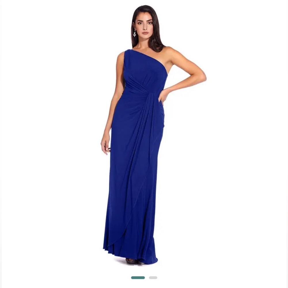 Adrianna Papell Women's One Shoulder Gown in Royal Sapphire size 4